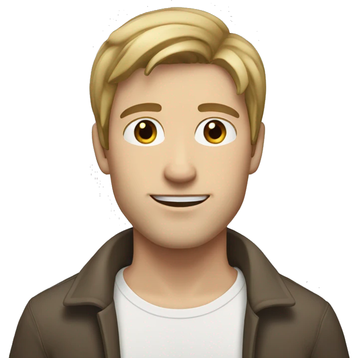 middle length dark blonde haired male with white skin and brown eyes  emoji