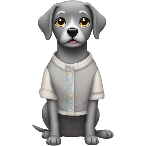 Gray dog wearing a granny outfit emoji
