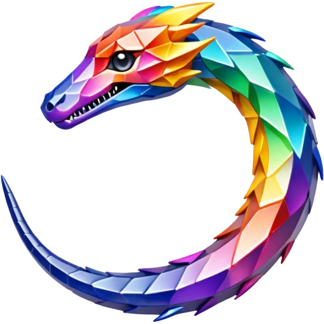 ouroboros serpent made of rainbow crystal shards emoji