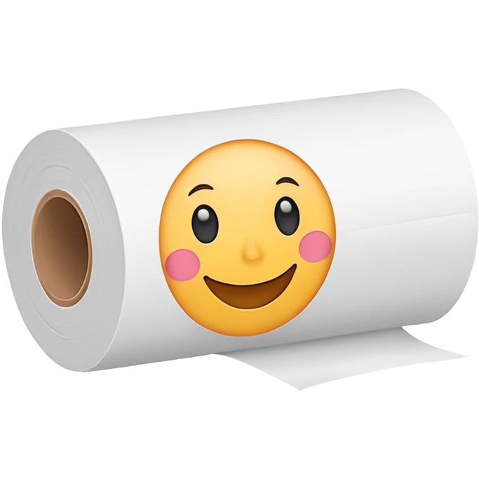 A toilette paper roll with a cute smiling face emoji