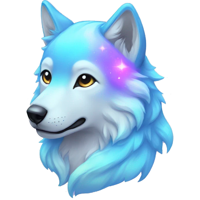 kawaii cute colorful shiny pastel nebula wolf emoji