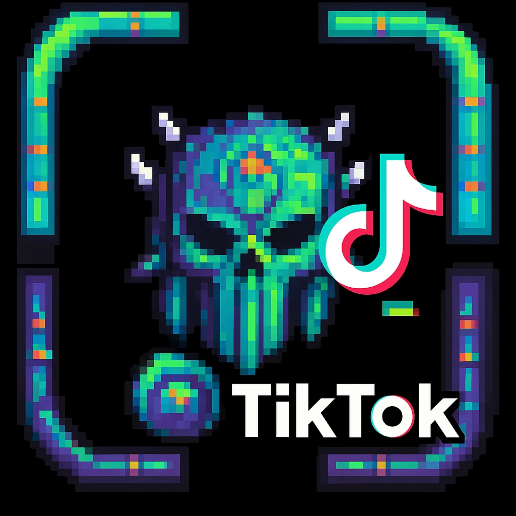 Add the TikTok icon to this ParadoX1 pixel art logo, keeping the retro gaming influence emoji