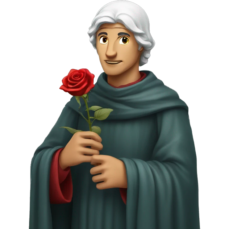 Dante Alighieri holding a rose in his hand emoji