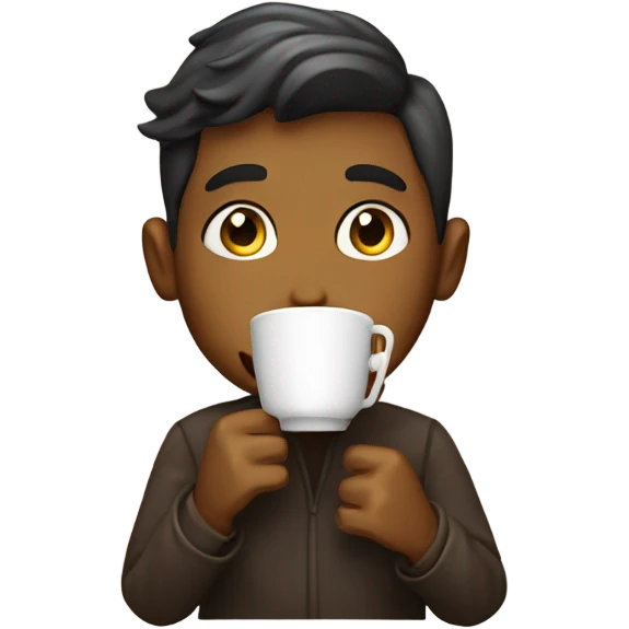 Una persona tomando cafe con unos Wafles  emoji