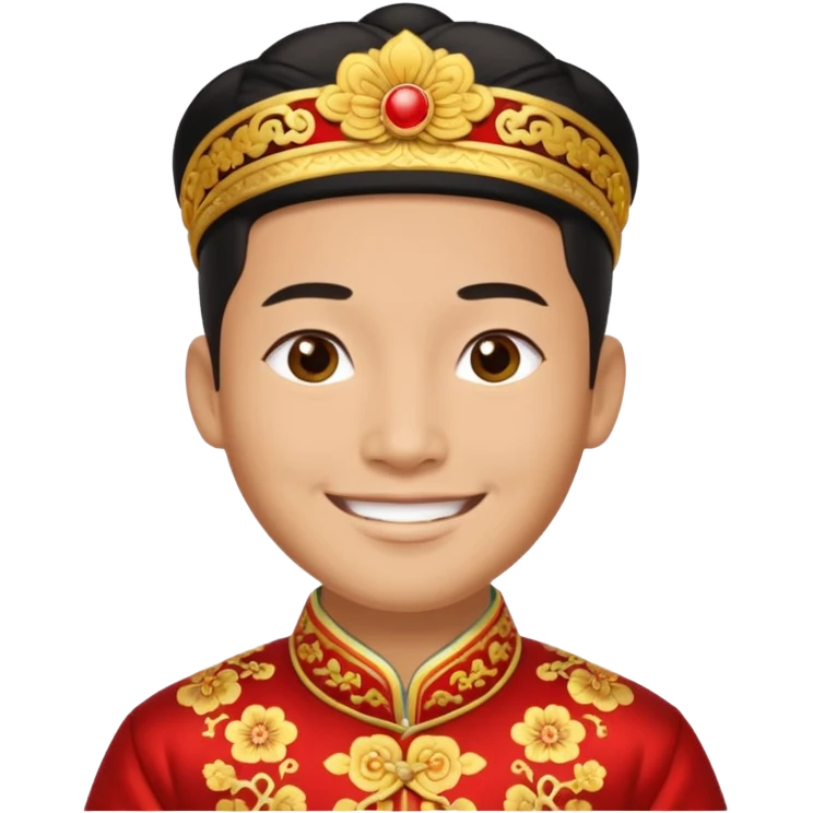 Chinese groom, traditional, culture of chinese, smiley on face. emoji