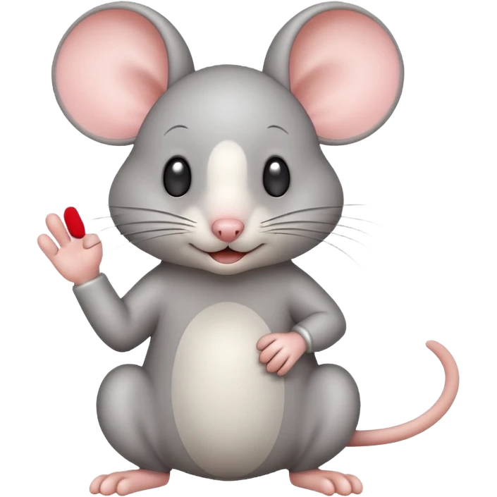 A light gray mouse shows okay with its paw. emoji