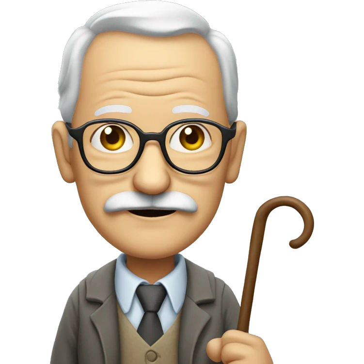 old man with moustache and glasses walking with a cane emoji