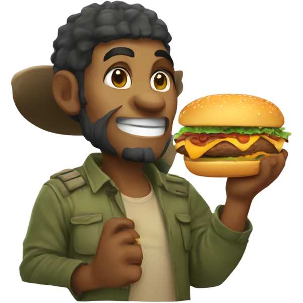 kakadu holding burger emoji