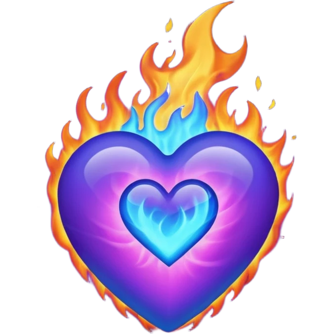 Fade from blue to purple burning heart emoji