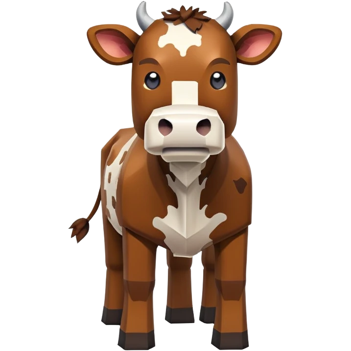square-shaped brown Minecraft cow emoji