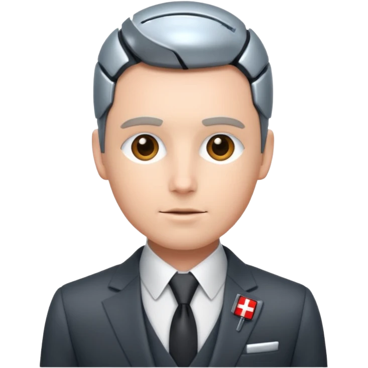 the swiss chris (banker influencer), looking professional yet have robotic elements emoji