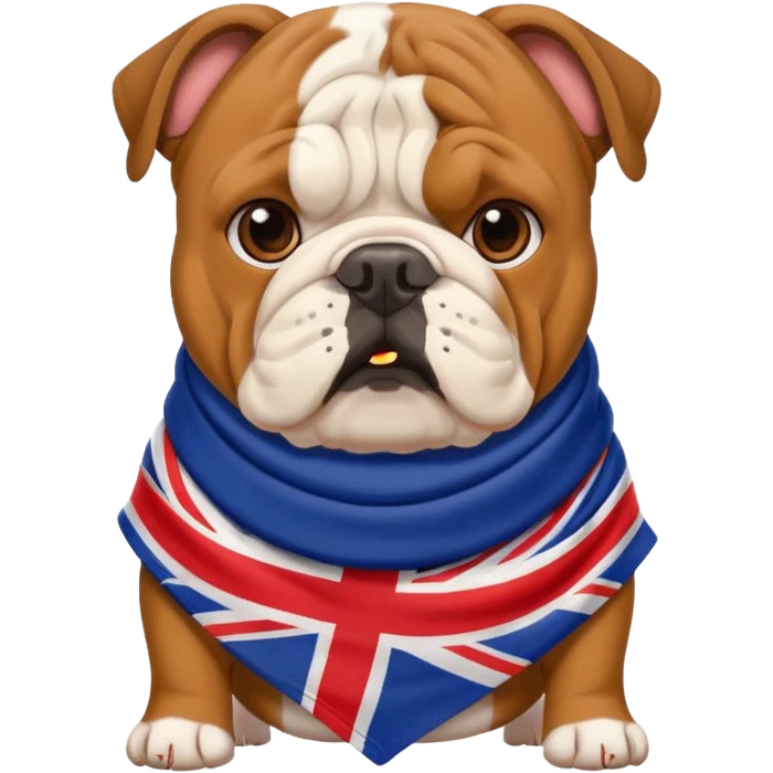 bulldog with a British flag scarf emoji