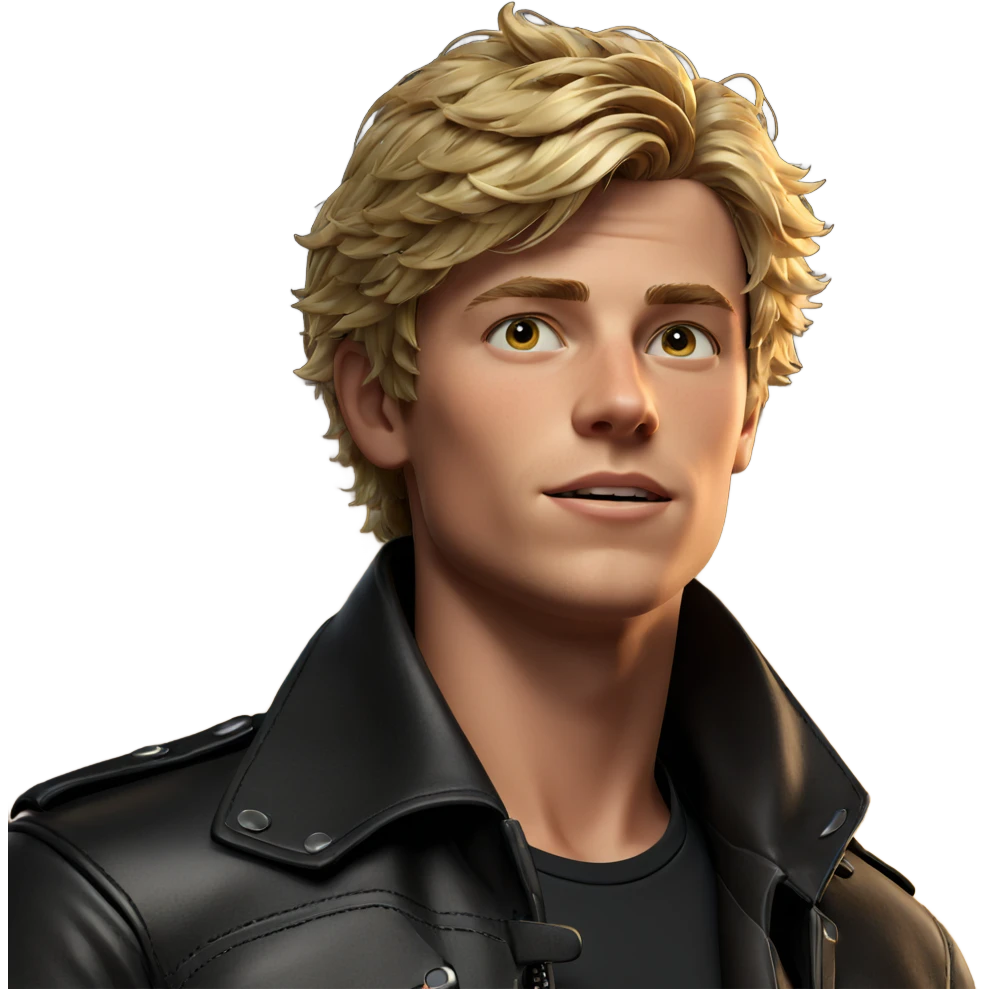 blonde boy in leather jacket emoji