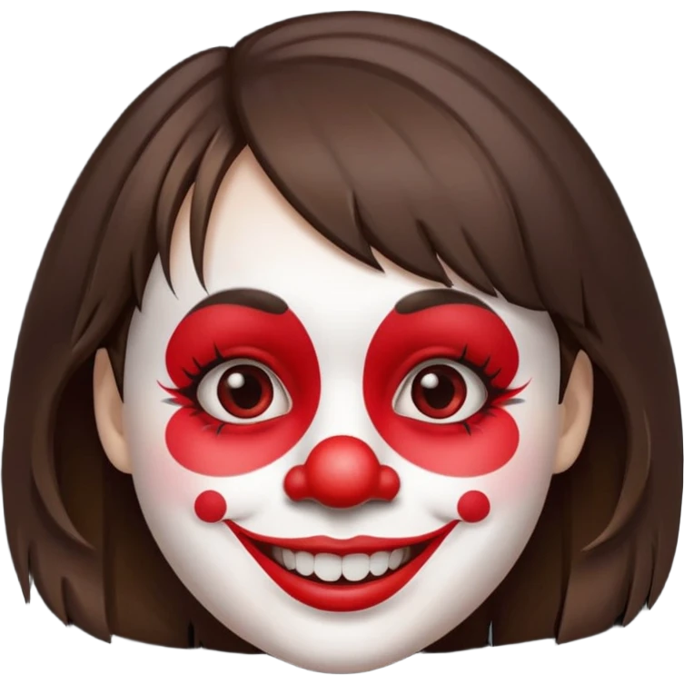 A clown emoji with brunette bangs emoji