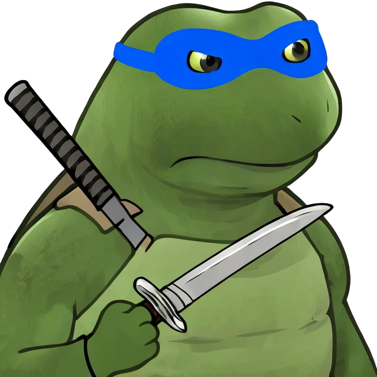 ninja turtle wearing blue eye mask emoji
