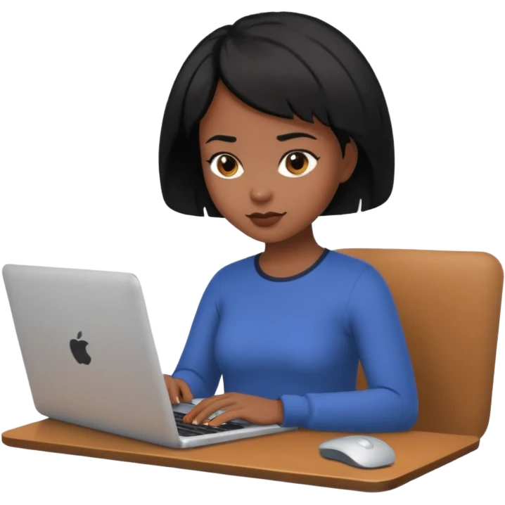 a black short hair woman typing laptop emoji