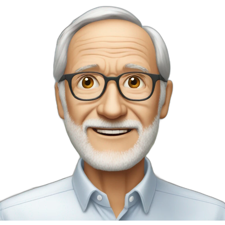 the architect renzo piano, seeing a building he has just built. emoji