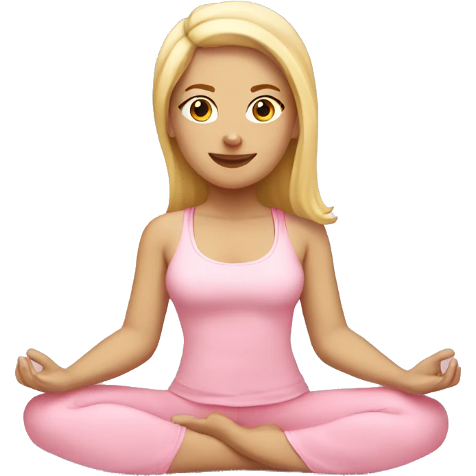 blonde yoga girl light pink clothes n emoji