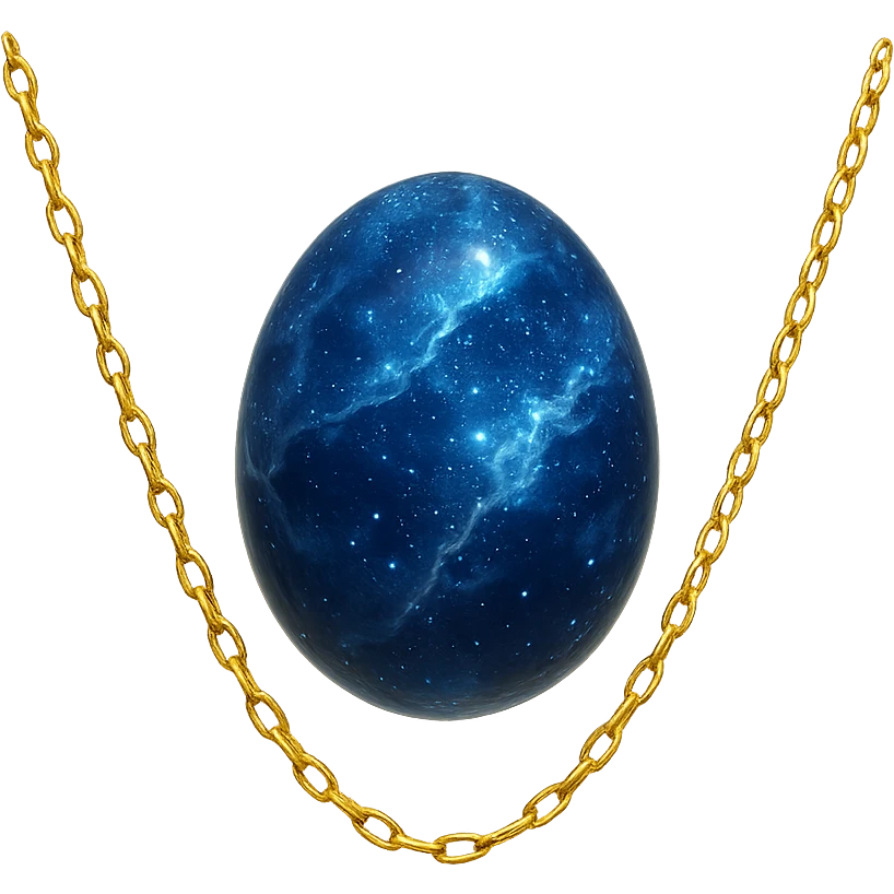 delicate floating gold chain cradling a deep blue stone with swirling white and gray veins, glowing faintly like the night sky, radiating mystery and magic emoji