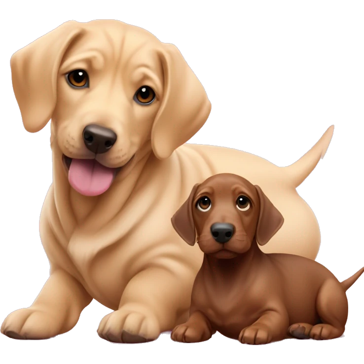 Barbie cuddling blonde Dachshund puppy and chocolate Shar Pei  emoji