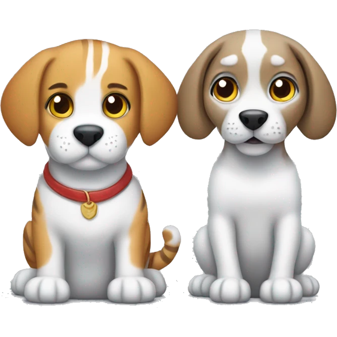 silver tiger cat and a beagle emoji