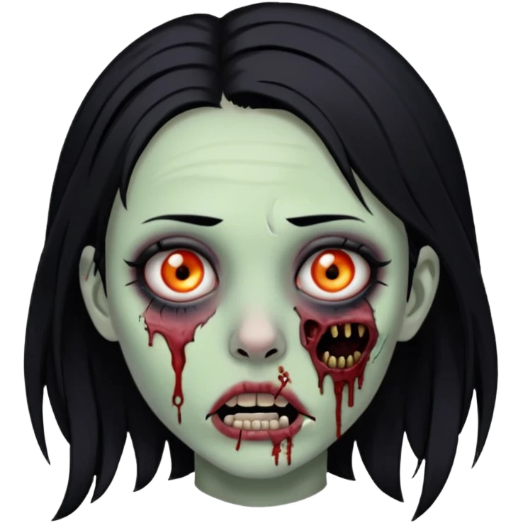Zombie girl with a septum piercing black hair emoji
