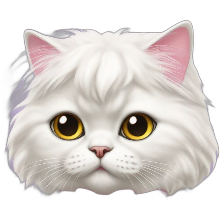 white persian cat with a pink bow on its head emoji