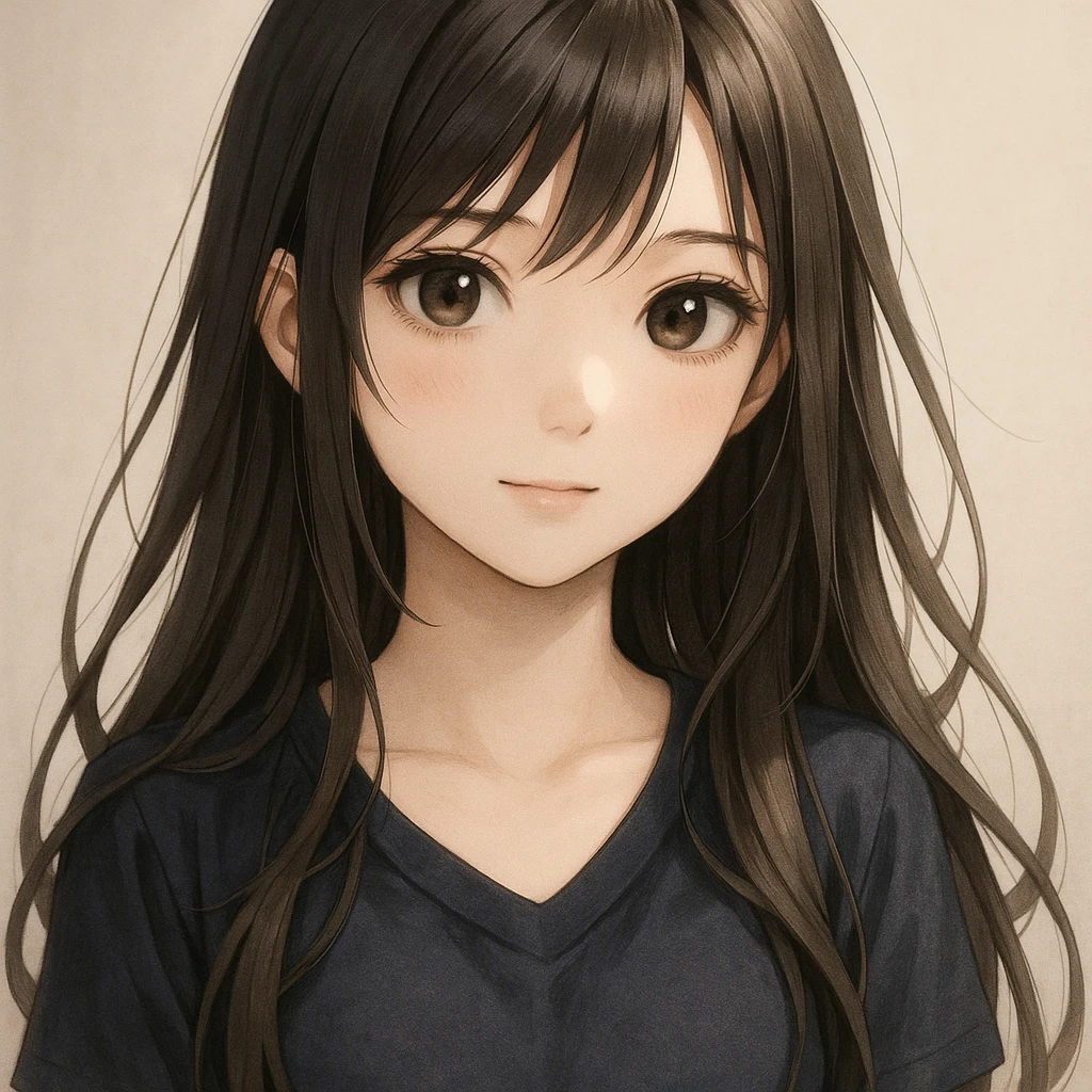 a realistic anime style girl with long hair emoji