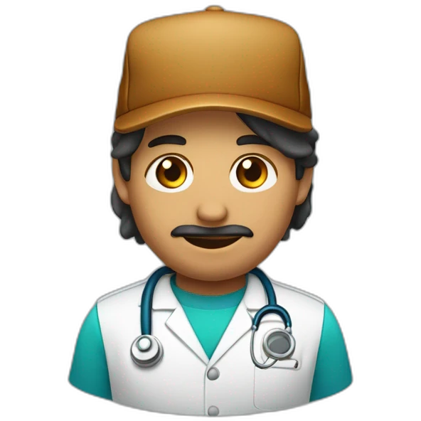 Médico con gorra y cabello oscuro piel trigueña y un lunar en la barbilla  emoji