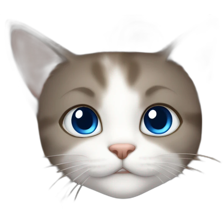 light gray, blue eyed cat cuddles brown highlighted colored girl emoji