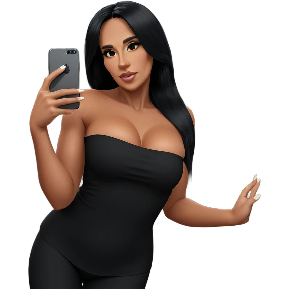 selfie with black hair emoji