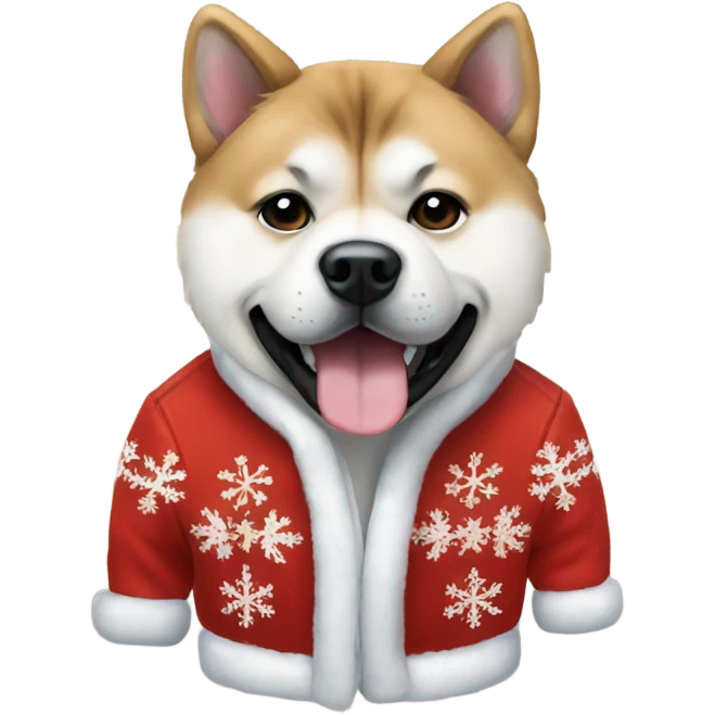 Akita wearing a Christmas jacket emoji