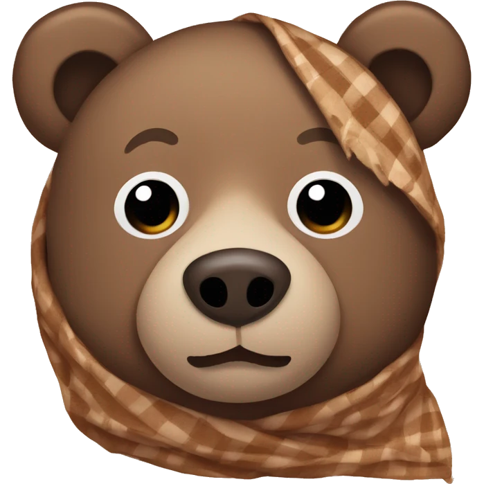 bear wrapped in brown gingham blanket emoji