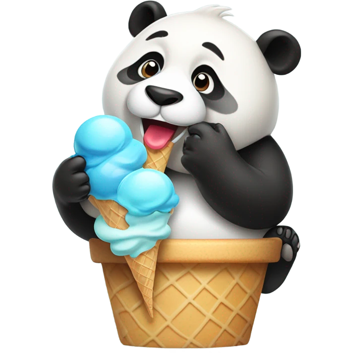 Panda eating ice cream emoji