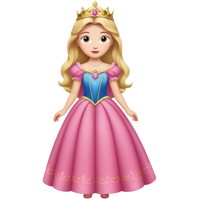 Princesa aurora Disney com vestido gcom uma tiara pequena e corpo inteiro, emoji