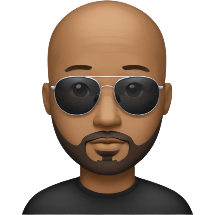 Bald male, Black-lens sunglasses, goatee beard, realistic portrait emoji