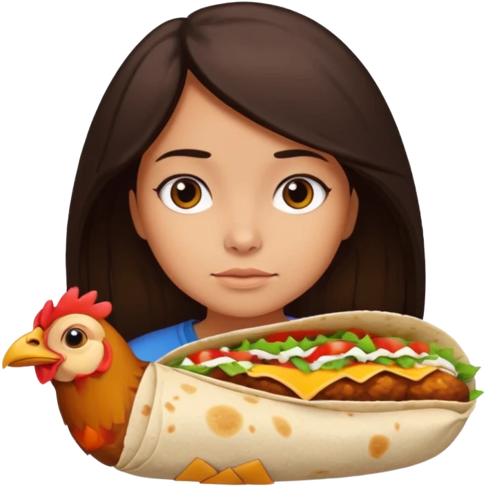 Girl with DARKBROWN  hair "resting chicken burrito face" emoji
