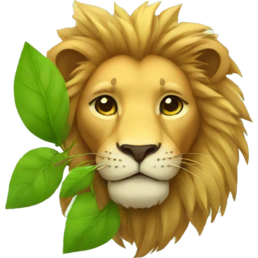 Lion wearing leaves emoji
