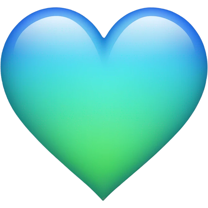 Blue gradient heart emoji with little bit of green in the inside emoji