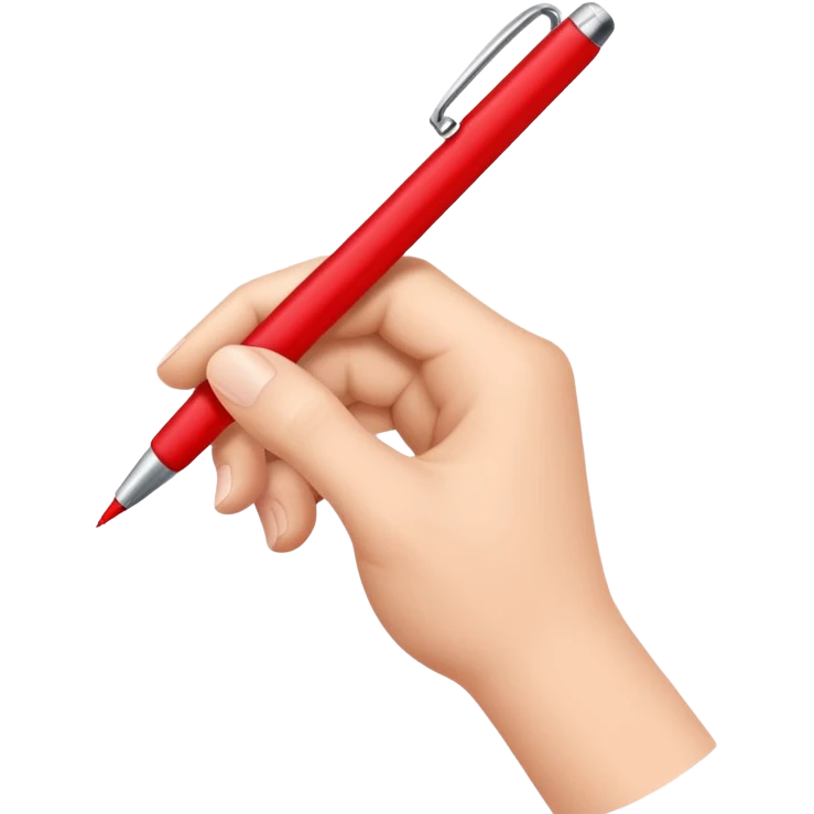 рука готовая к письму держит красную ручку emoji