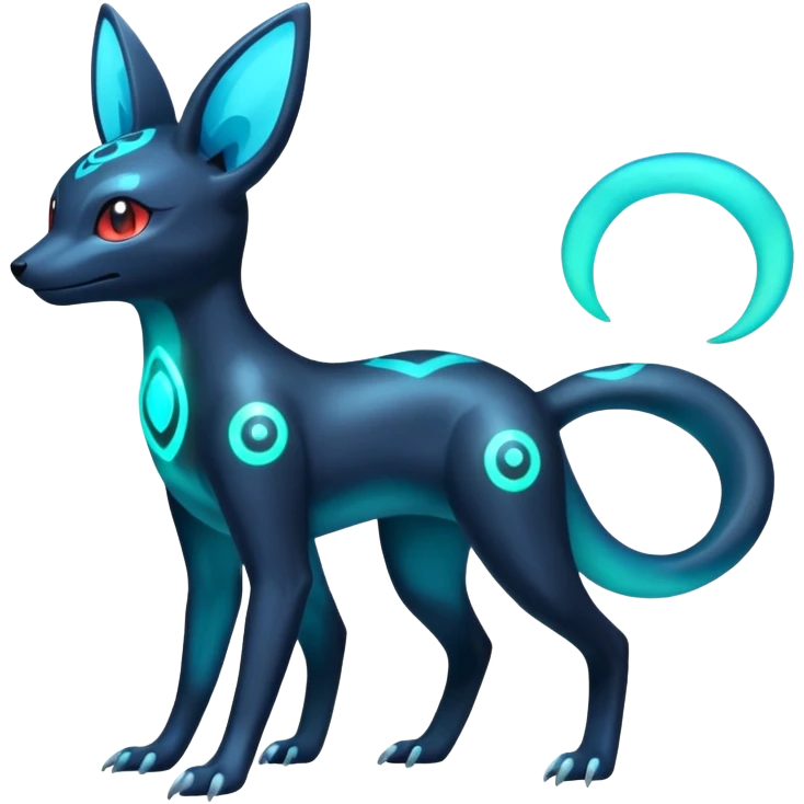 Shiny Aural Iridescent Fluorescent Bioluminescent Umbreon-Amaura-Salandit-Salamence-Genesect-Fakémon-fusion (full body) emoji