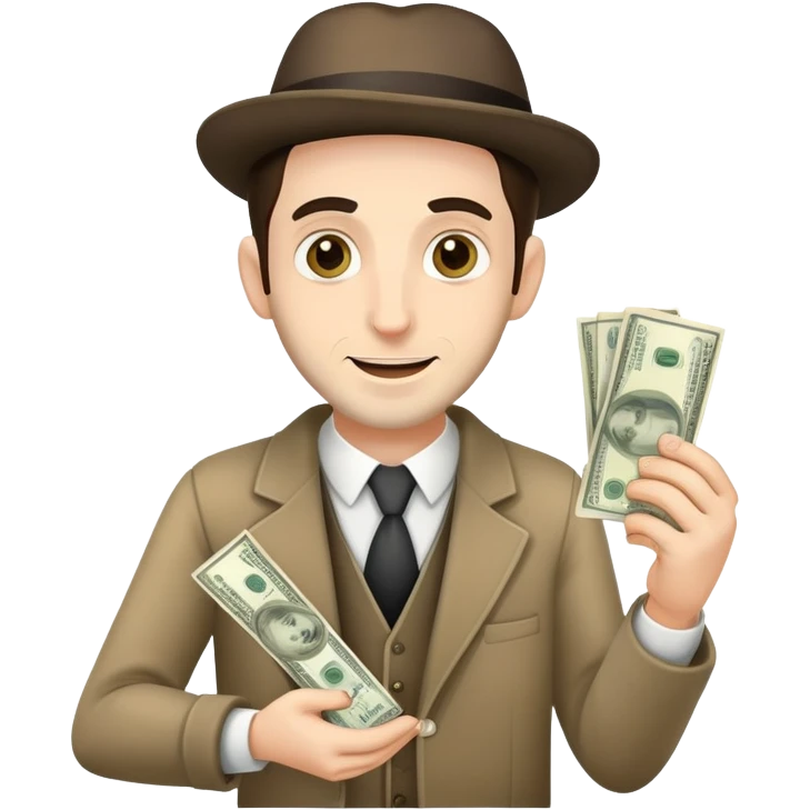 Jewish man with ginormous huge long nose holding money greedily Jew emoji