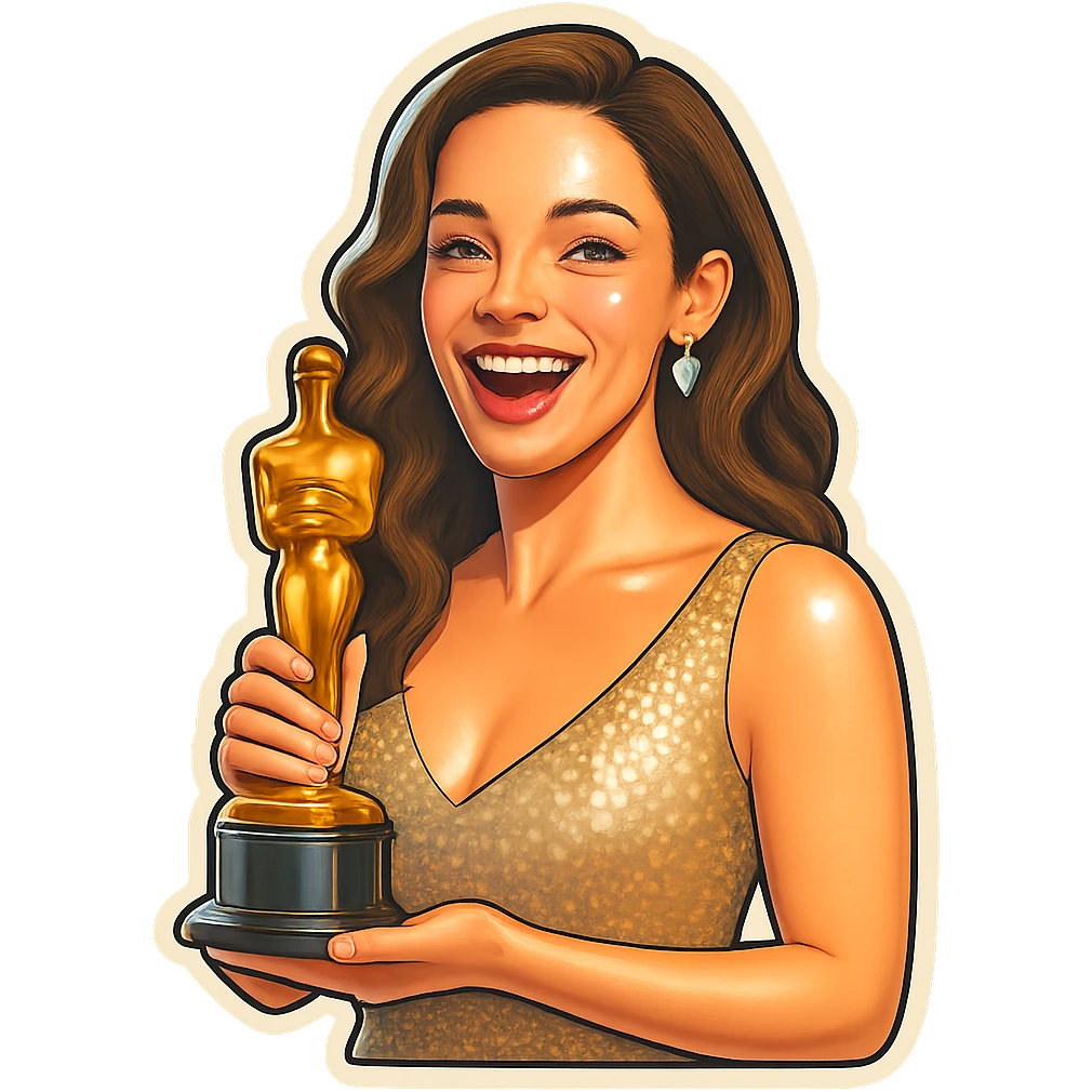 Remove the background from this Hollywood film star holding an Oscar emoji, keeping the style and subject unchanged. emoji