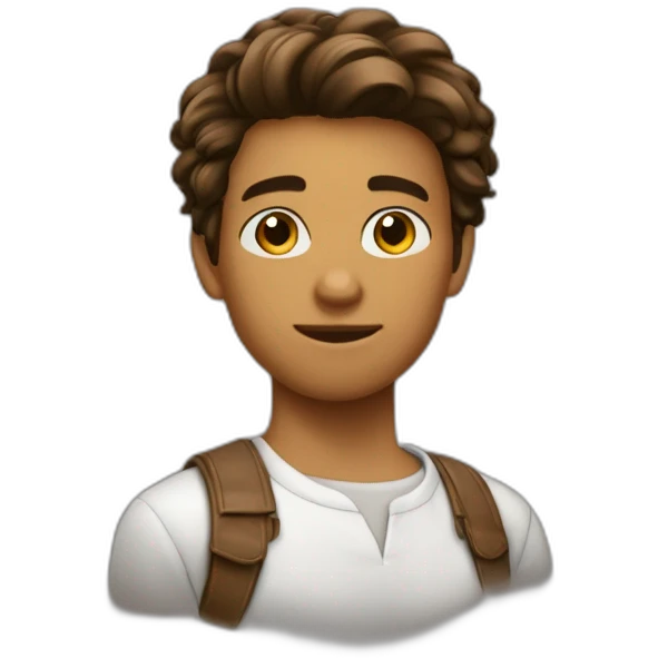 garcon brun cheveux raide court emoji
