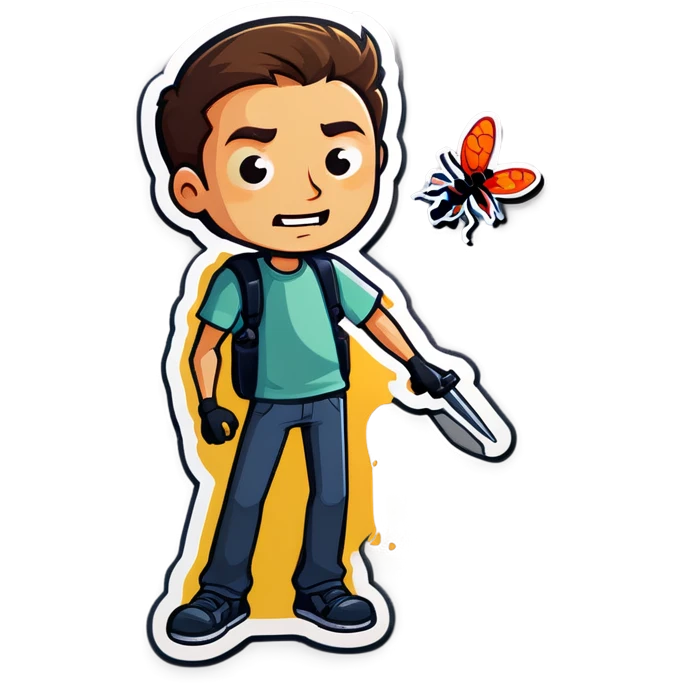 Guy killing bugs emoji