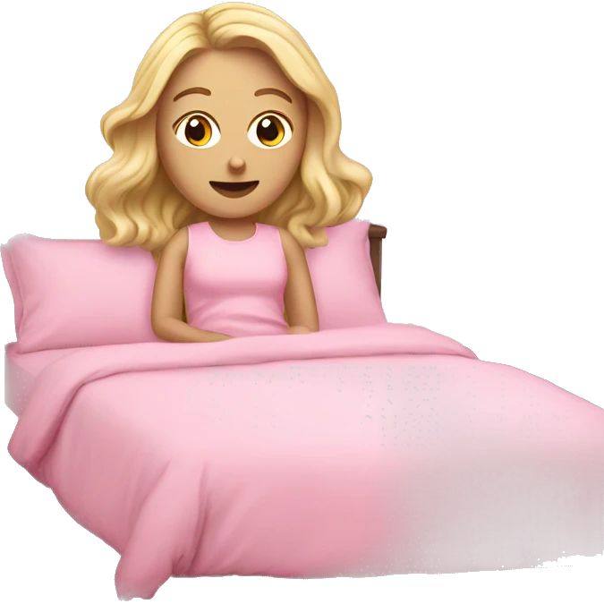 White girl in pink bed emoji