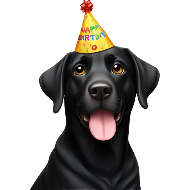 Black lab with birthday hat emoji