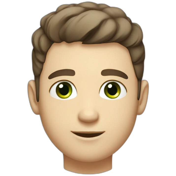 cute white man with dark brown fade haircut green eyes emoji