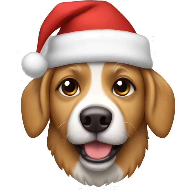 Dog with a Christmas hat emoji