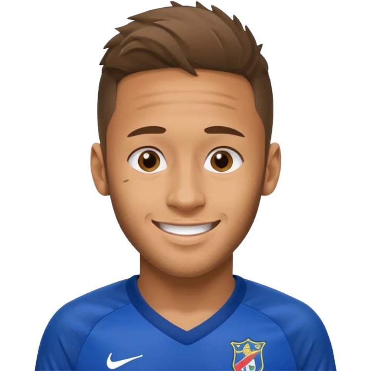 Neymar in blue soccer cloth, smile  emoji